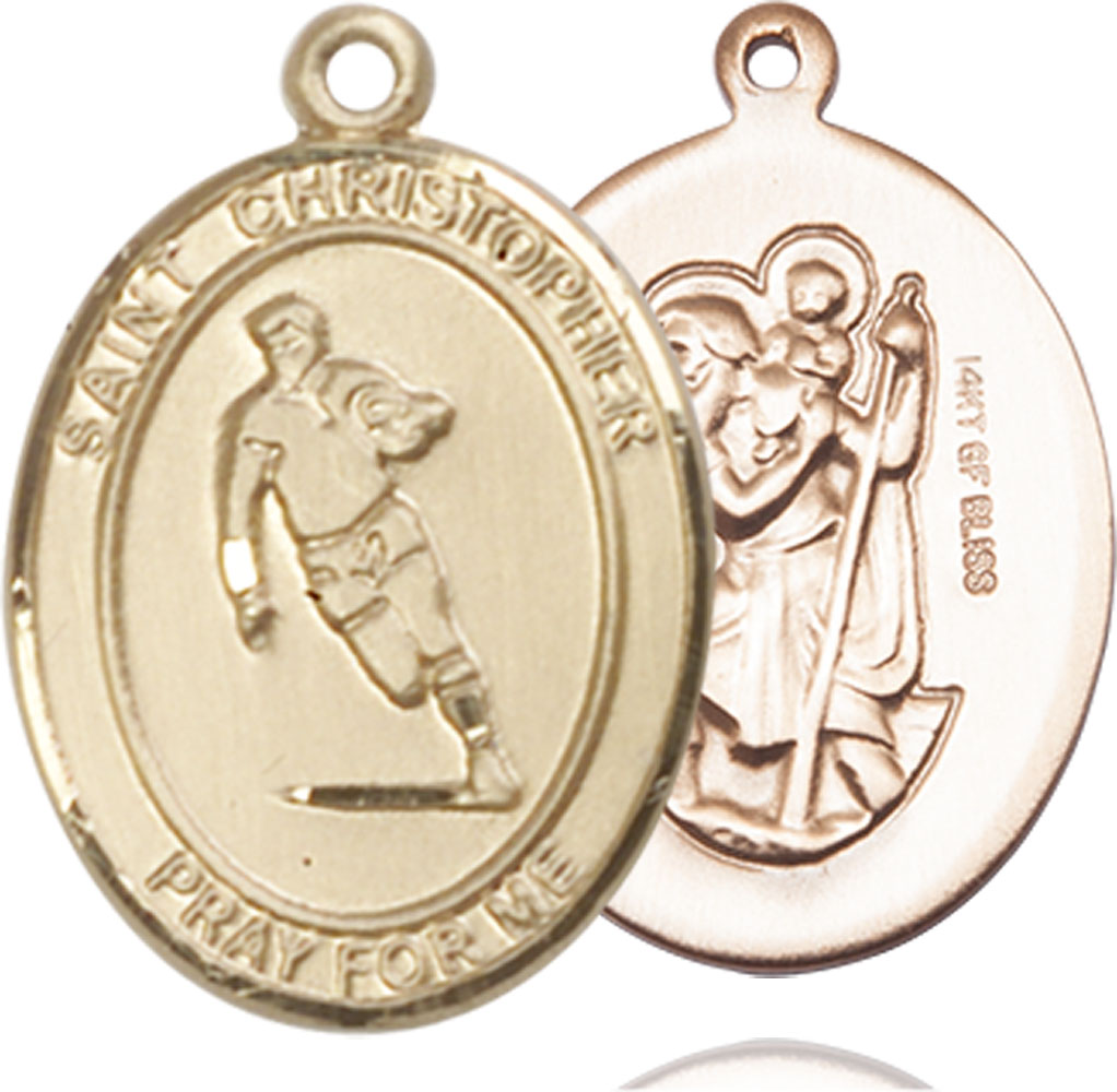 14kt Gold Filled Saint Christopher Rugby Medal