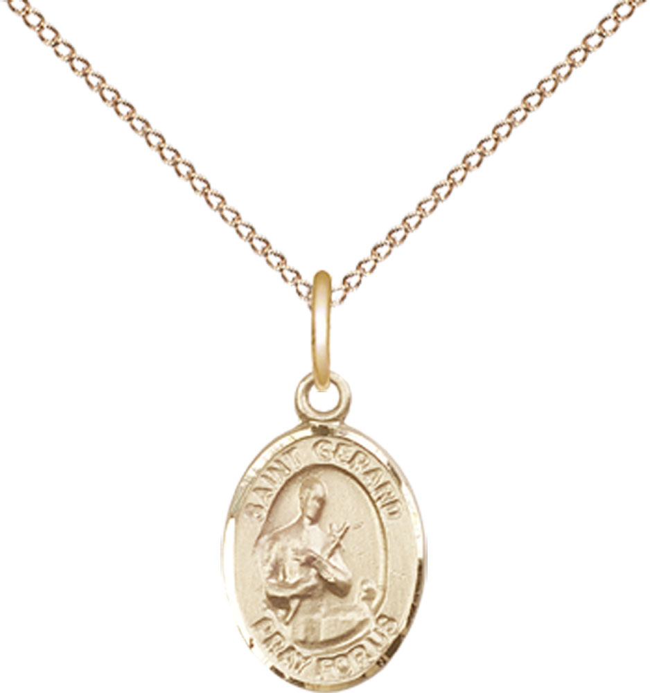 14kt Gold Filled Saint Gerard Majella Pendant on a 18 inch Gold Filled Light Curb chain