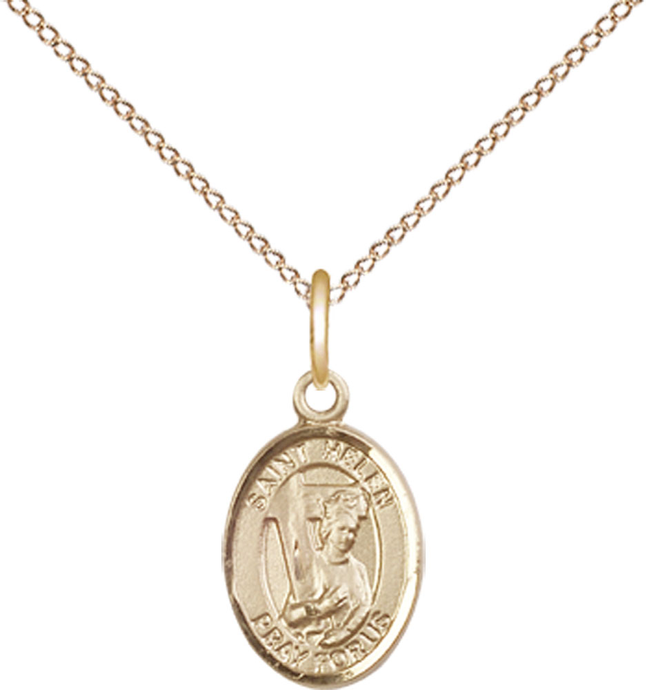 14kt Gold Filled Saint Helen Pendant on a 18 inch Gold Filled Light Curb chain