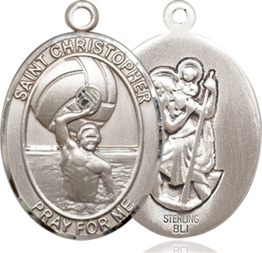 Sterling Silver Saint Christopher Water Polo-Men Medal