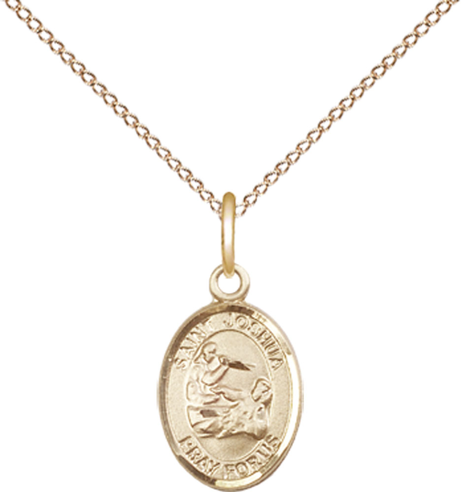 14kt Gold Filled Saint Joshua Pendant on a 18 inch Gold Filled Light Curb chain
