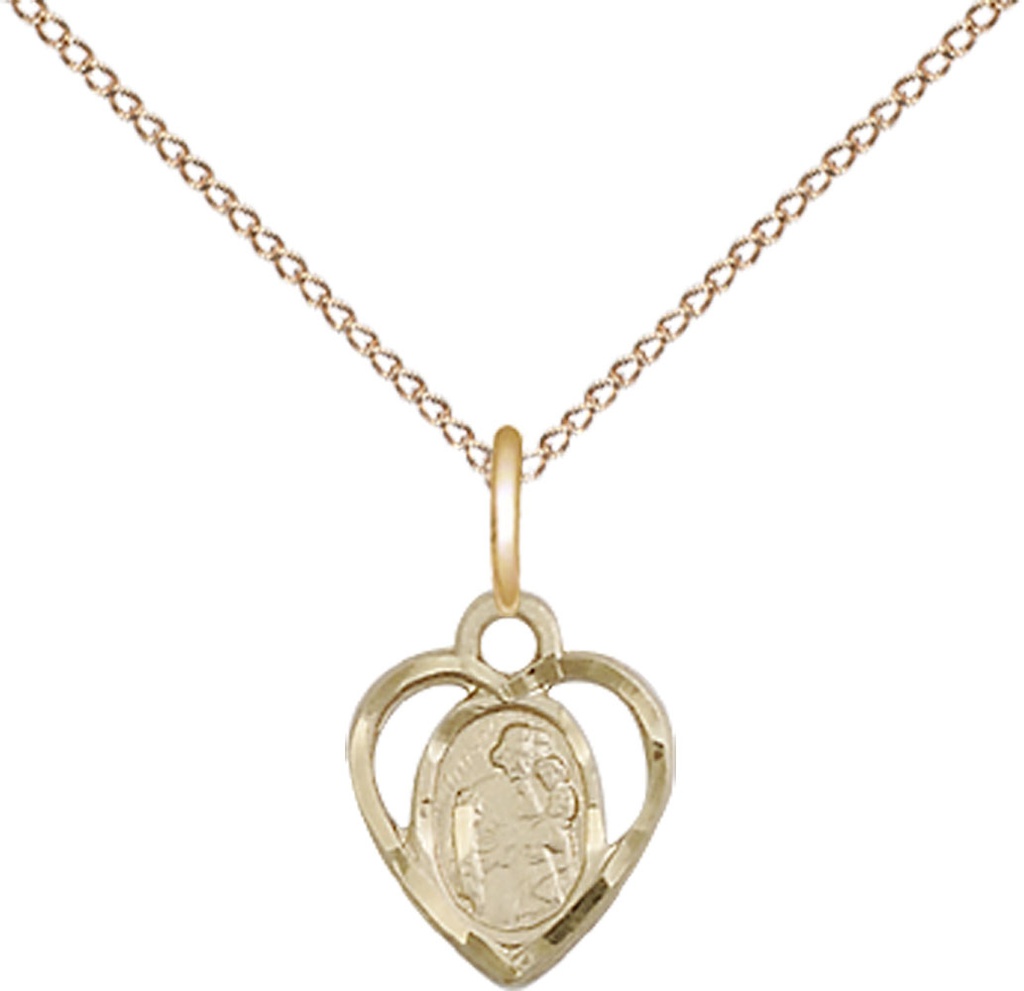 14kt Gold Filled Saint Joseph Pendant on a 18 inch Gold Filled Light Curb chain