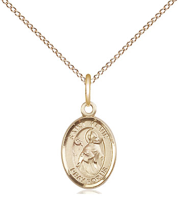 14kt Gold Filled Saint Kevin Pendant on a 18 inch Gold Filled Light Curb chain