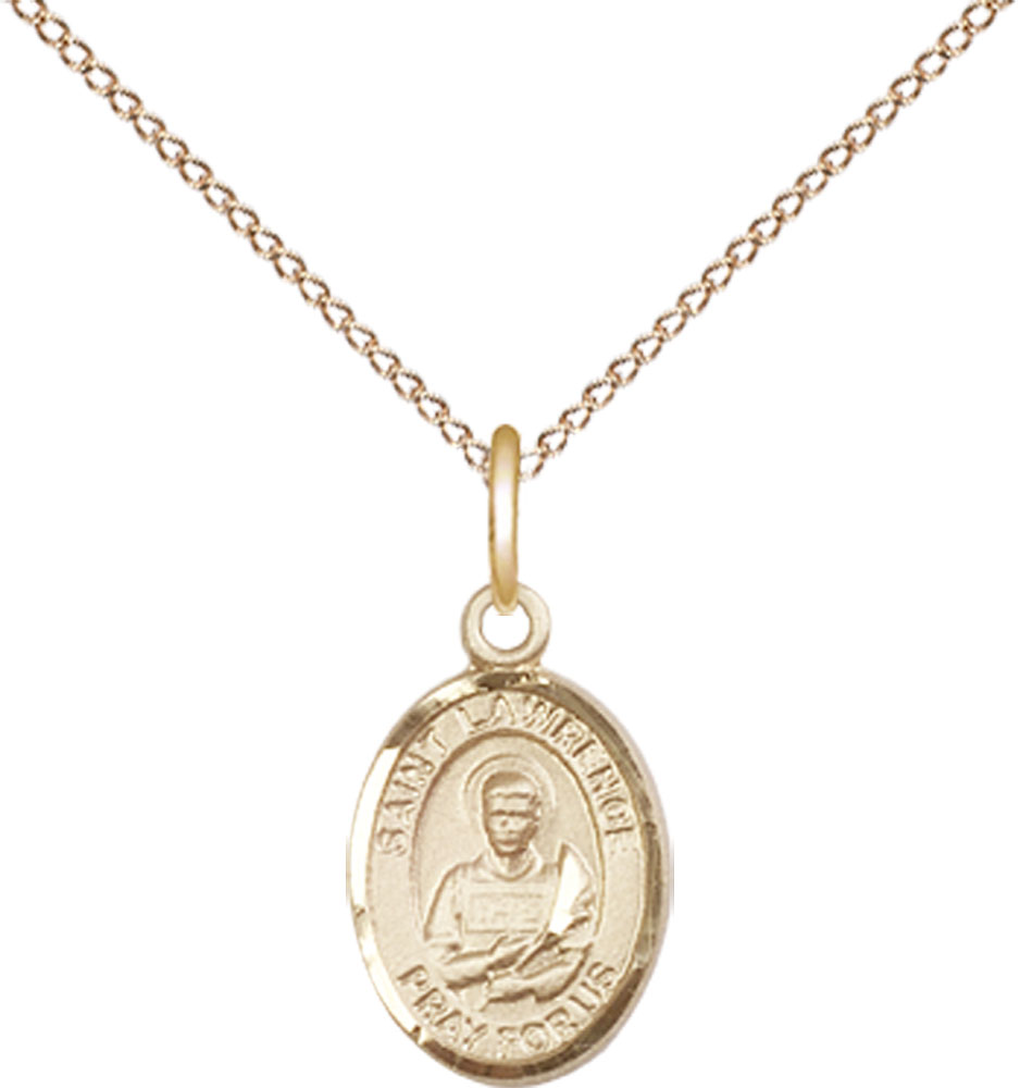 14kt Gold Filled Saint Lawrence Pendant on a 18 inch Gold Filled Light Curb chain