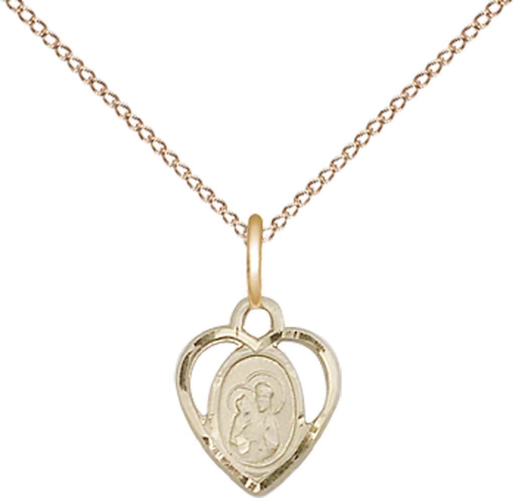 14kt Gold Filled Saint Ann Pendant on a 18 inch Gold Filled Light Curb chain