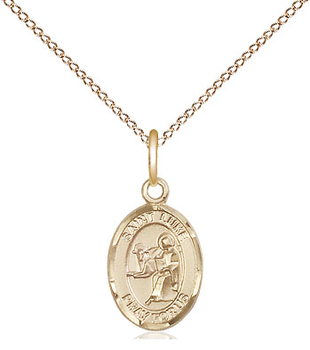14kt Gold Filled Saint Luke the Apostle Pendant on a 18 inch Gold Filled Light Curb chain