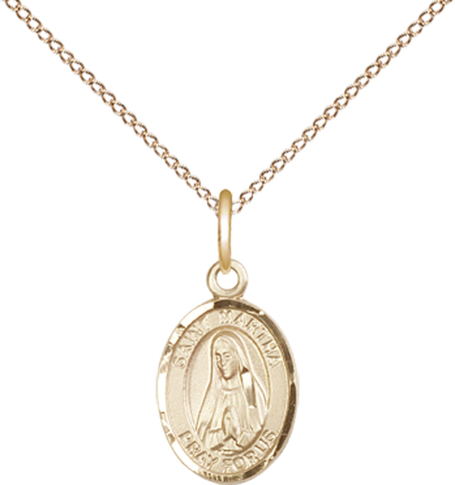 14kt Gold Filled Saint Martha Pendant on a 18 inch Gold Filled Light Curb chain