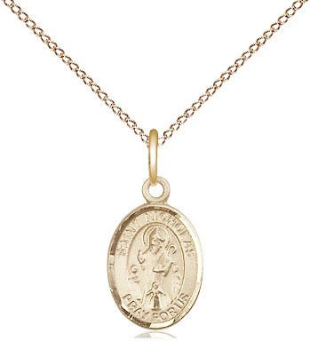 14kt Gold Filled Saint Nicholas Pendant on a 18 inch Gold Filled Light Curb chain