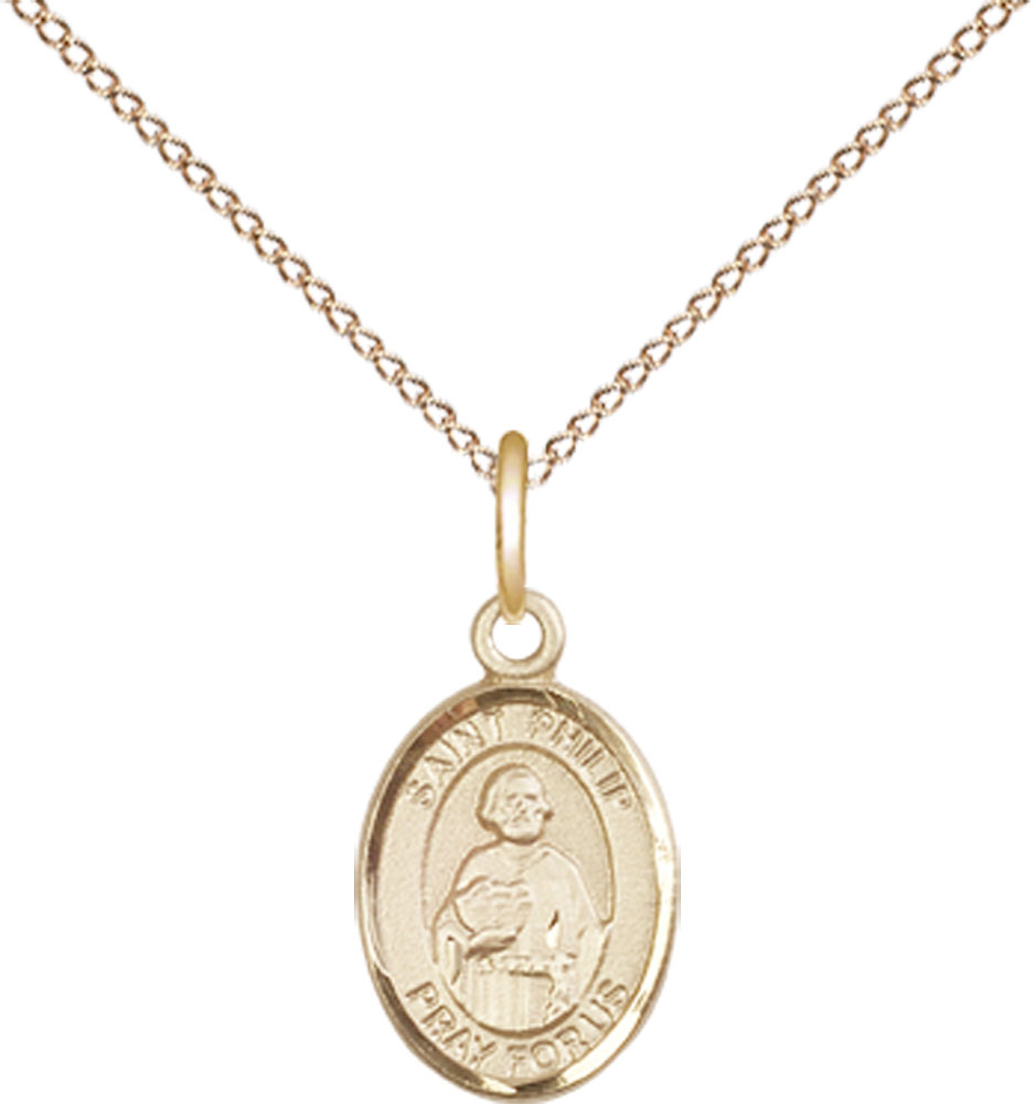 14kt Gold Filled Saint Philip the Apostle Pendant on a 18 inch Gold Filled Light Curb chain