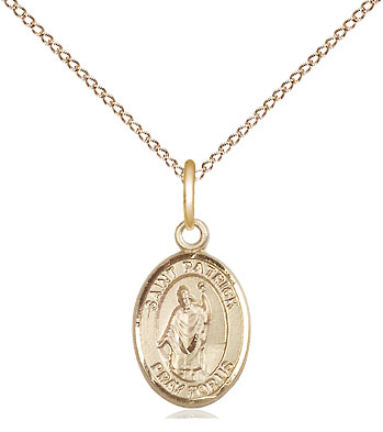 14kt Gold Filled Saint Patrick Pendant on a 18 inch Gold Filled Light Curb chain