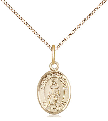 14kt Gold Filled Saint Peregrine Laziosi Pendant on a 18 inch Gold Filled Light Curb chain