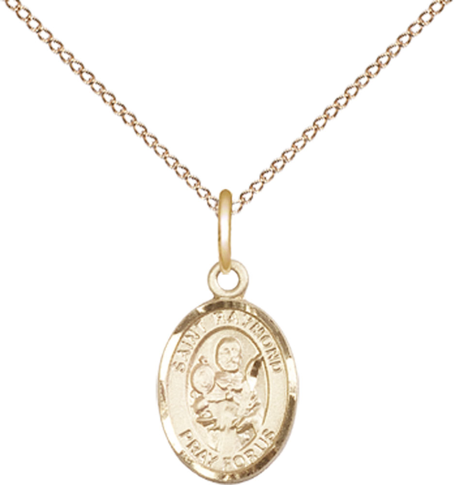14kt Gold Filled Saint Raymond Nonnatus Pendant on a 18 inch Gold Filled Light Curb chain
