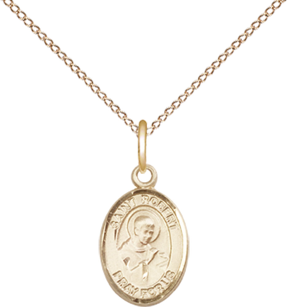 14kt Gold Filled Saint Robert Bellarmine Pendant on a 18 inch Gold Filled Light Curb chain