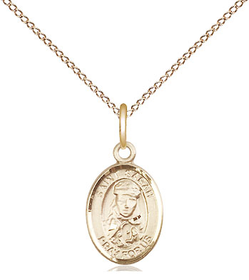 14kt Gold Filled Saint Sarah Pendant on a 18 inch Gold Filled Light Curb chain