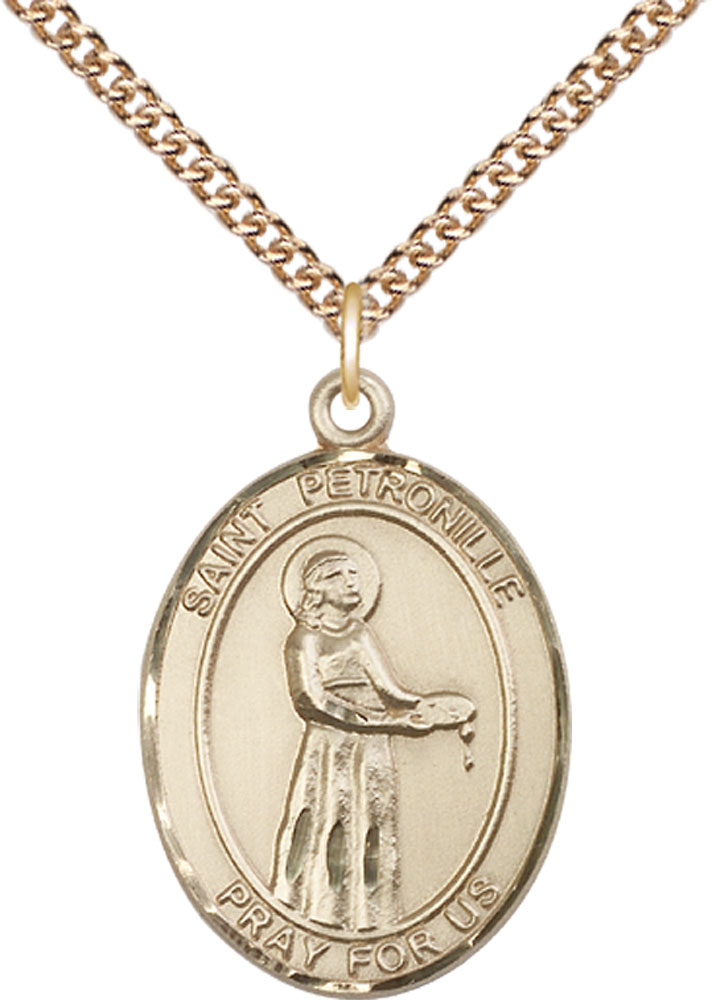 14kt Gold Filled Saint Petronille Pendant on a 24 inch Gold Filled Heavy Curb chain