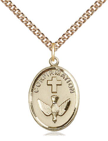 14kt Gold Filled Confirmation Pendant on a 24 inch Gold Filled Heavy Curb chain