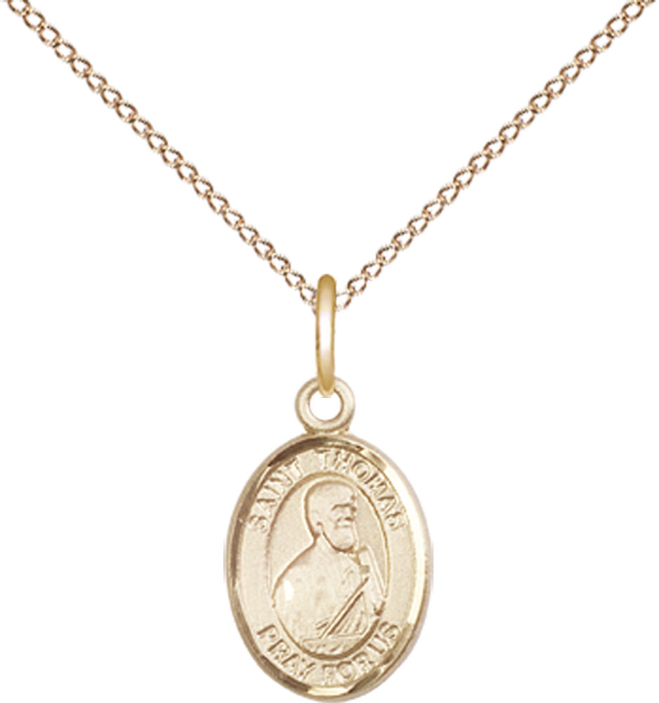 14kt Gold Filled Saint Thomas the Apostle Pendant on a 18 inch Gold Filled Light Curb chain
