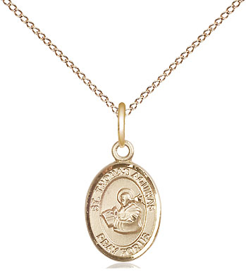14kt Gold Filled Saint Thomas Aquinas Pendant on a 18 inch Gold Filled Light Curb chain