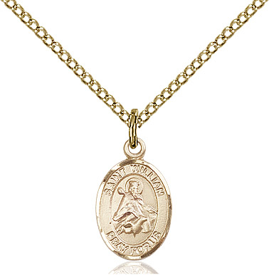 14kt Gold Filled Saint William of Rochester Pendant on a 18 inch Gold Filled Light Curb chain