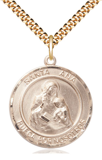 14kt Gold Filled Santa Ana Pendant on a 24 inch Gold Plate Heavy Curb chain