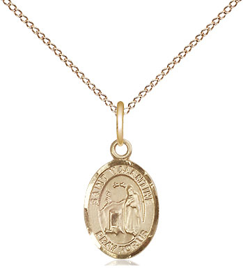 14kt Gold Filled Saint Valentine of Rome Pendant on a 18 inch Gold Filled Light Curb chain