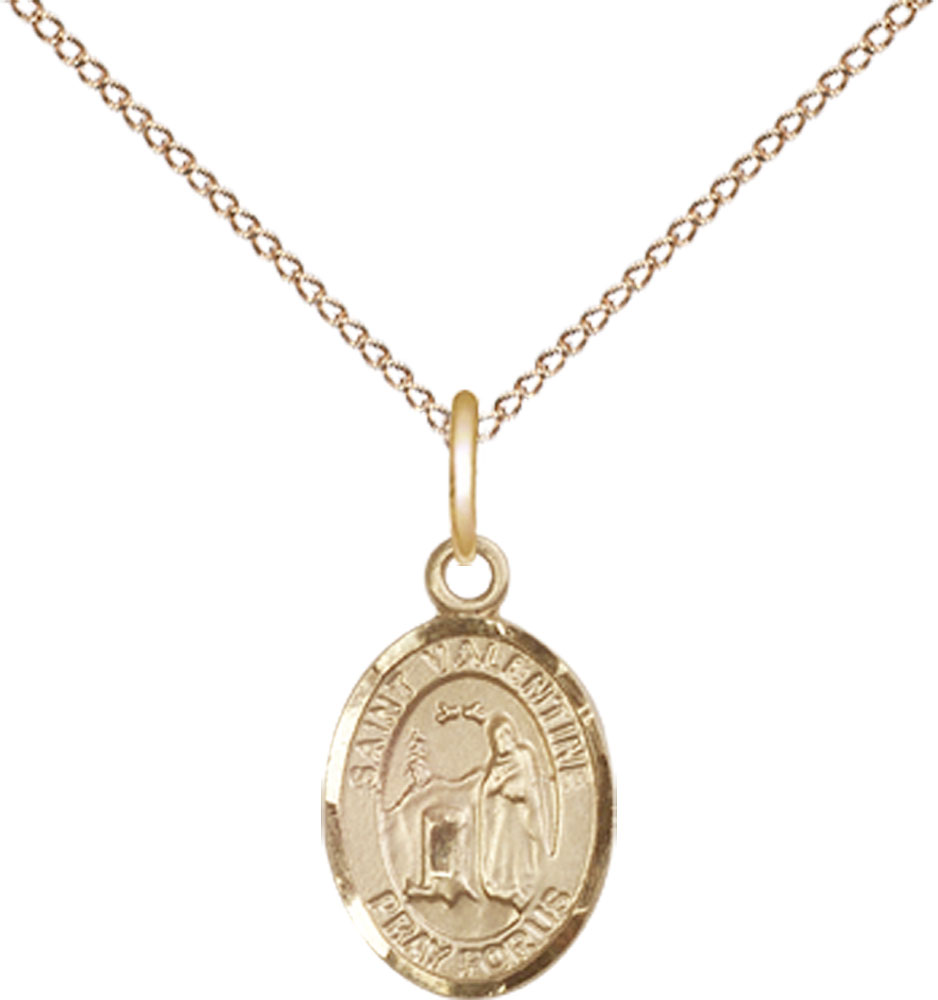 14kt Gold Filled Saint Valentine of Rome Pendant on a 18 inch Gold Filled Light Curb chain
