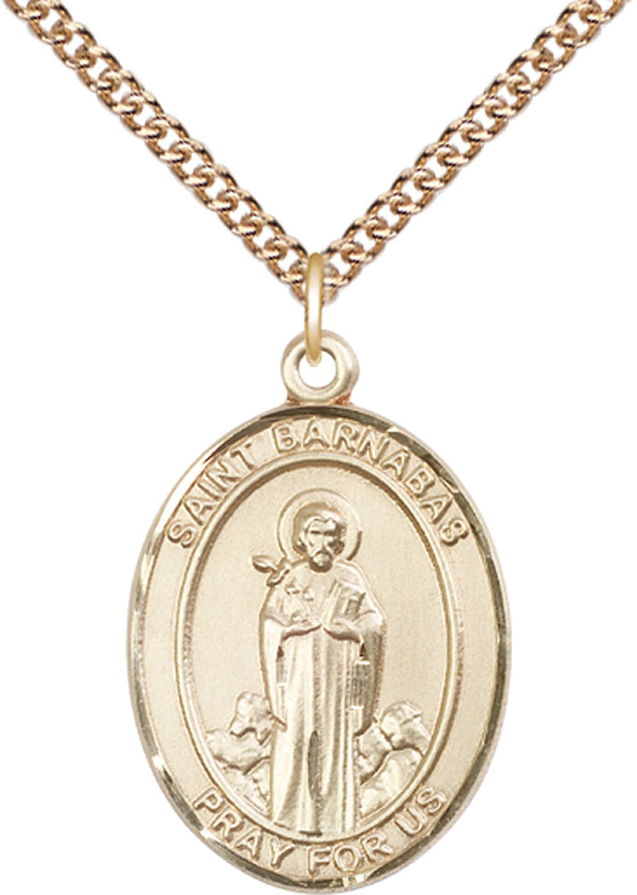 14kt Gold Filled Saint Barnabas Pendant on a 24 inch Gold Filled Heavy Curb chain