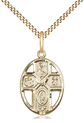 14kt Gold Filled 5-Way / Holy Spirit Pendant on a 18 inch Gold Plate Light Curb chain