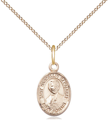 14kt Gold Filled Saint Marcellin Champagnat Pendant on a 18 inch Gold Filled Light Curb chain