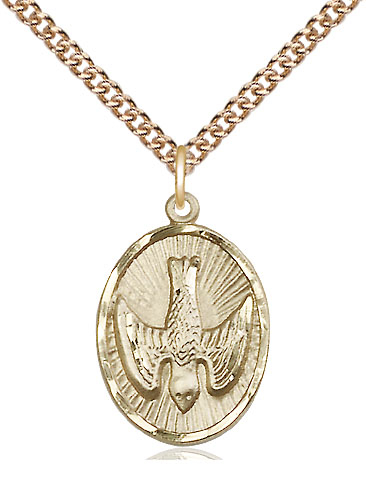 14kt Gold Filled Holy Spirit Pendant on a 24 inch Gold Filled Heavy Curb chain