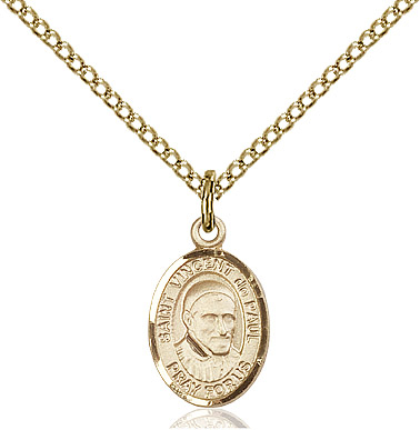 14kt Gold Filled Saint Vincent de Paul Pendant on a 18 inch Gold Filled Light Curb chain