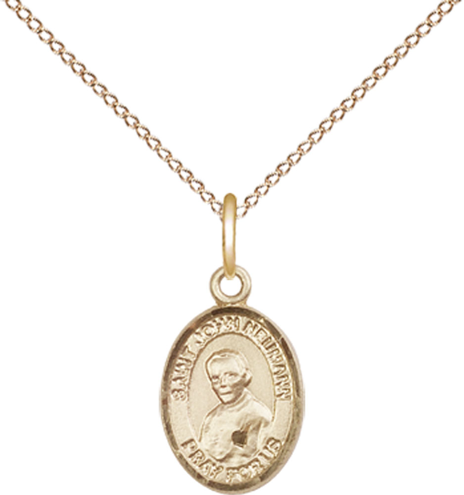 14kt Gold Filled Saint John Neumann Pendant on a 18 inch Gold Filled Light Curb chain