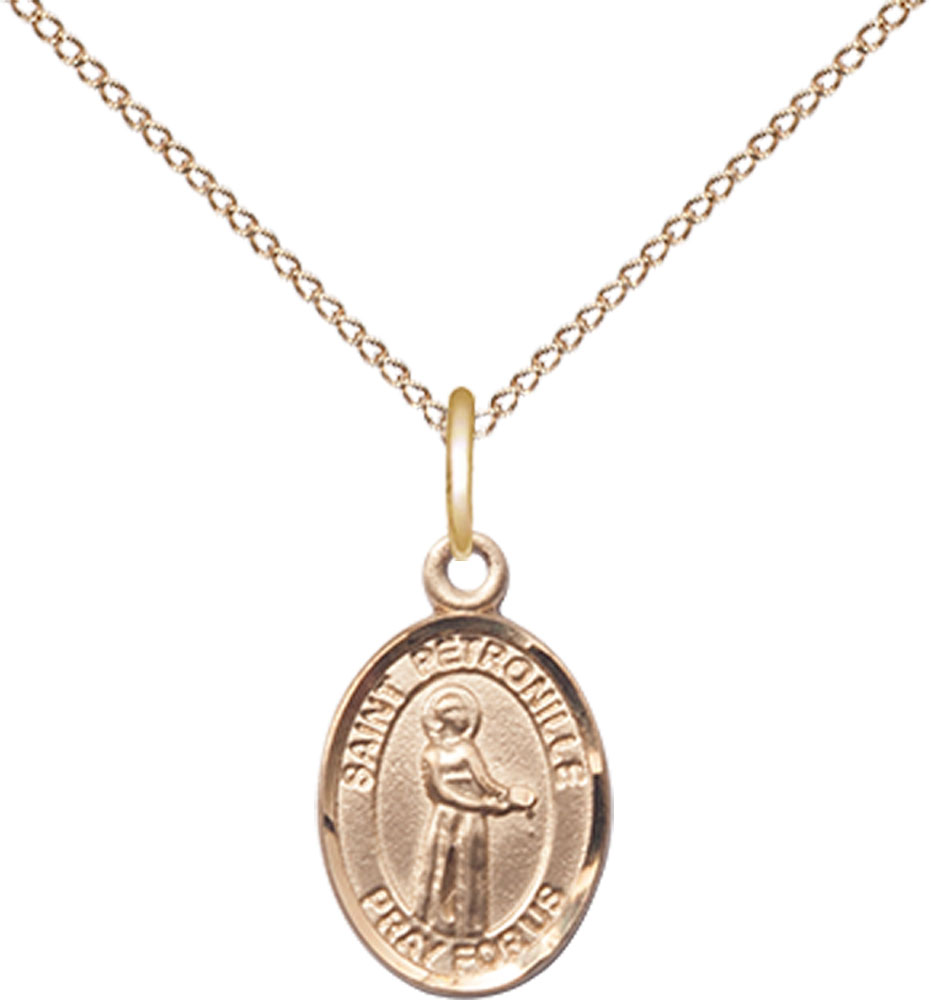 14kt Gold Filled Saint Petronille Pendant on a 18 inch Gold Filled Light Curb chain