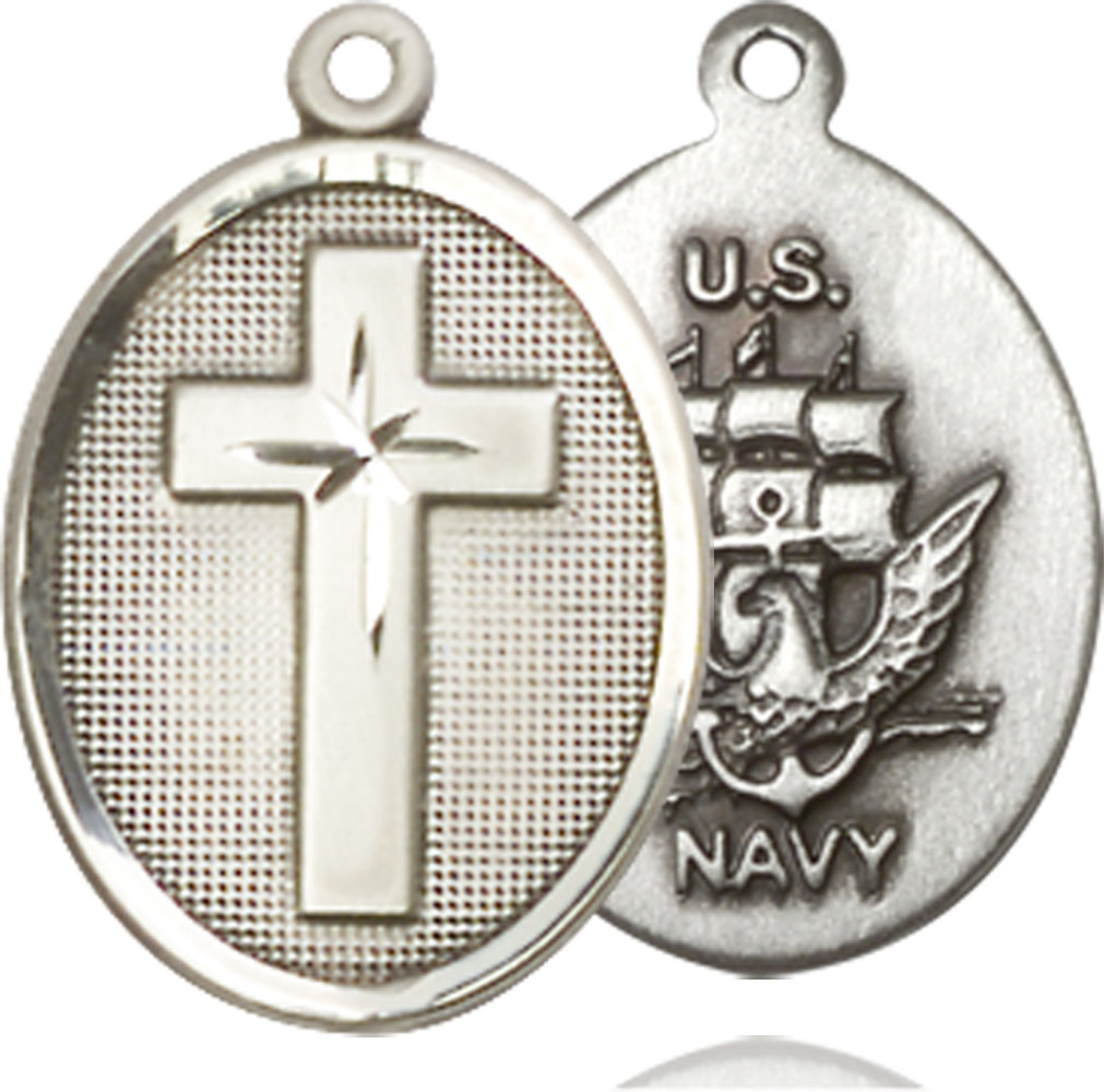 Sterling Silver Cross Navy Medal