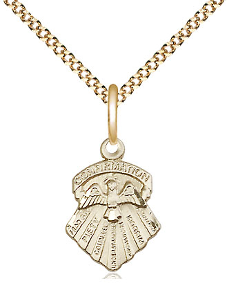 14kt Gold Filled Seven Gifts Pendant on a 18 inch Gold Plate Light Curb chain