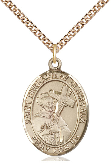 14kt Gold Filled Saint Bernard of Clairvaux Pendant on a 24 inch Gold Filled Heavy Curb chain