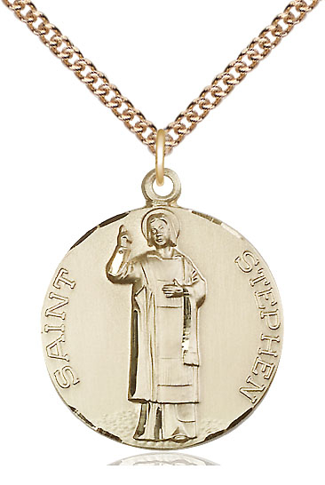 14kt Gold Filled Saint Stephen Pendant on a 24 inch Gold Filled Heavy Curb chain