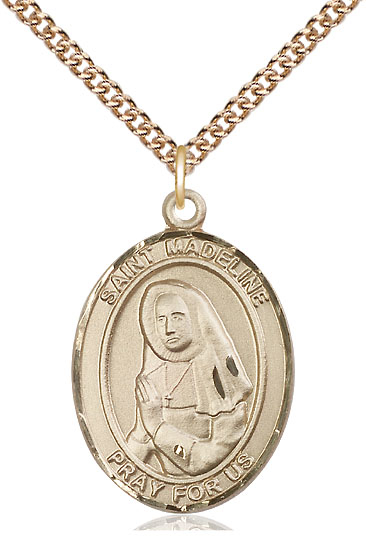 14kt Gold Filled Saint Madeline Sophie Barat Pendant on a 24 inch Gold Filled Heavy Curb chain