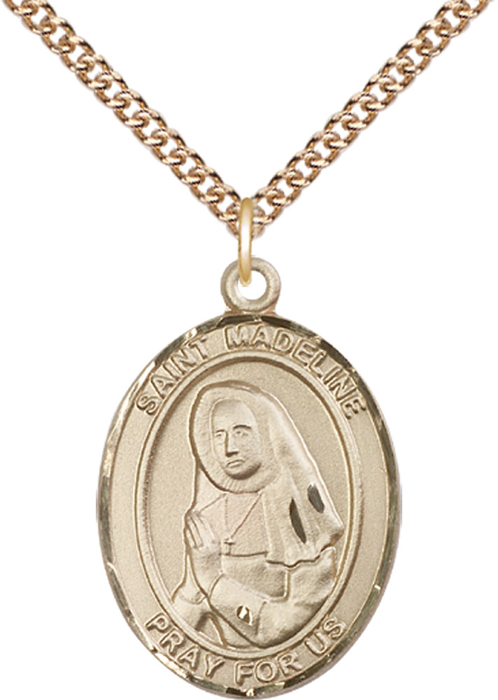 14kt Gold Filled Saint Madeline Sophie Barat Pendant on a 24 inch Gold Filled Heavy Curb chain