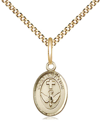 14kt Gold Filled Confirmation Pendant on a 18 inch Gold Plate Light Curb chain