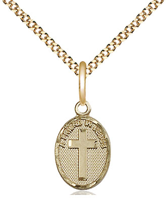 14kt Gold Filled Friend In Jesus Cross Pendant on a 18 inch Gold Plate Light Curb chain