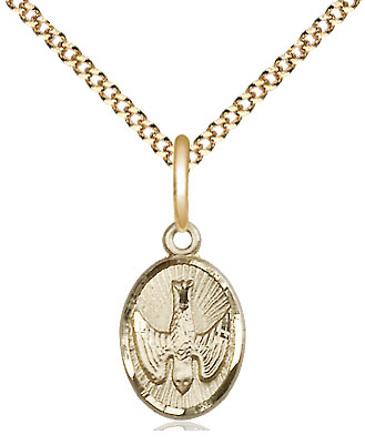14kt Gold Filled Holy Spirit Pendant on a 18 inch Gold Plate Light Curb chain