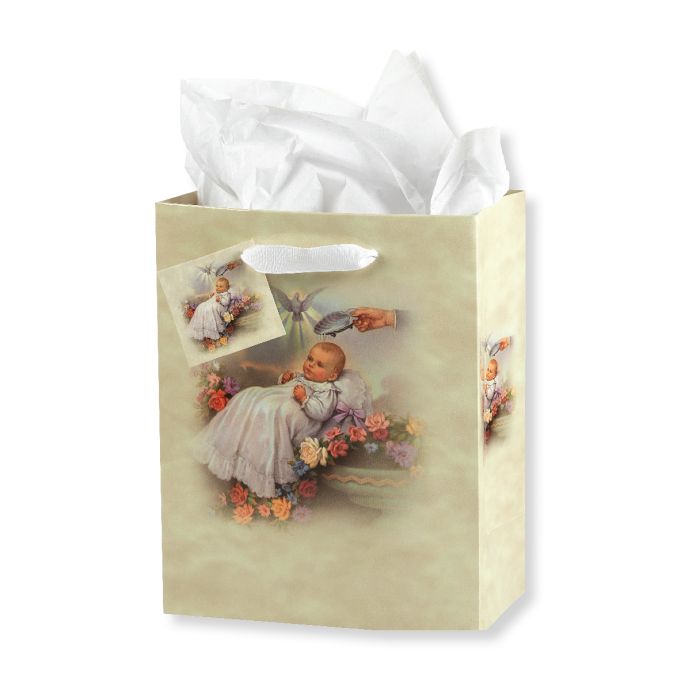 Gift Bag with Tissue Paper Baptism Medium 10" x 8" inc of 10