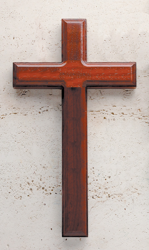 11In. Rosewood Cross With Beveled Edges