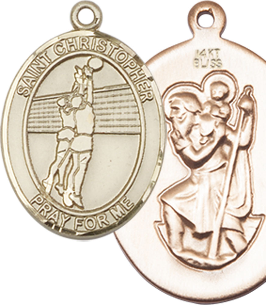 14kt Gold Saint Christopher Volleyball Medal
