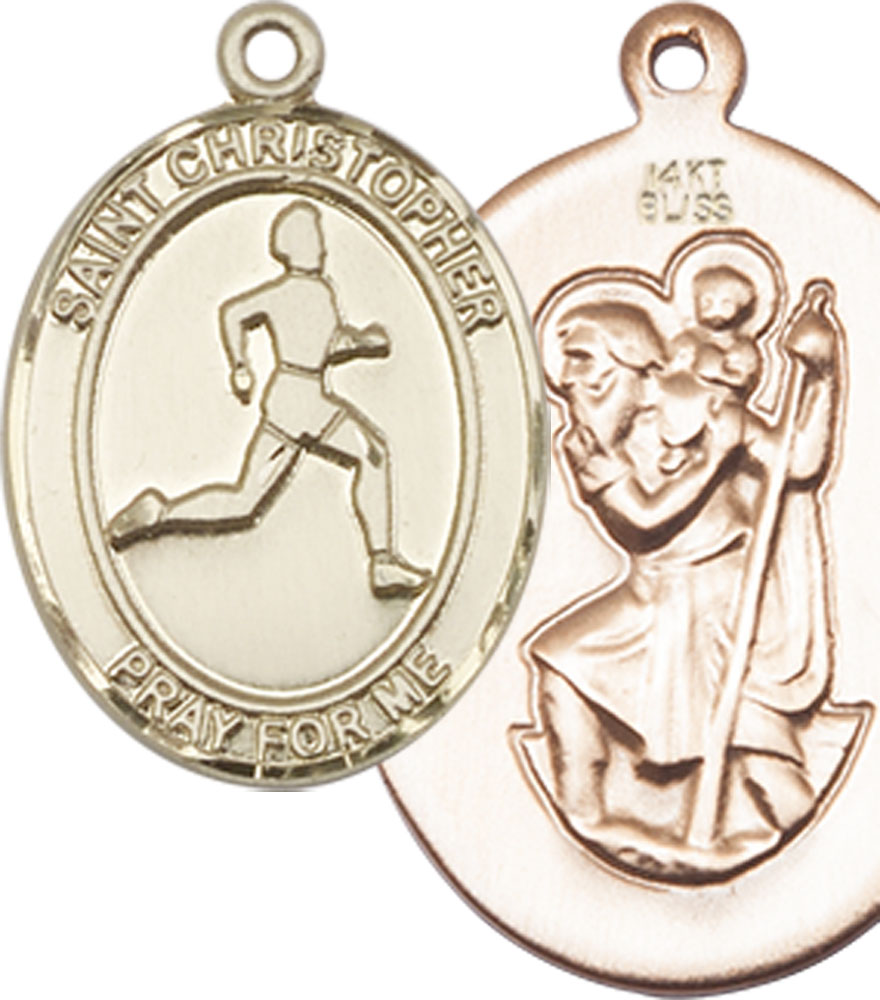 14kt Gold Saint Christopher Track&amp;Field Medal