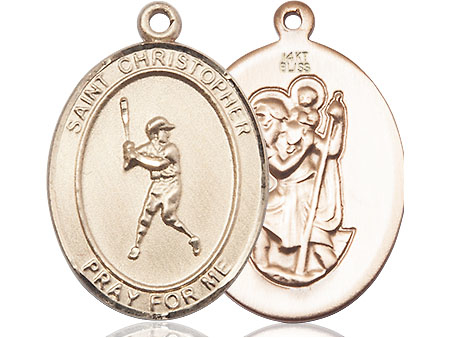 14kt Gold Saint Christopher Baseball Medal