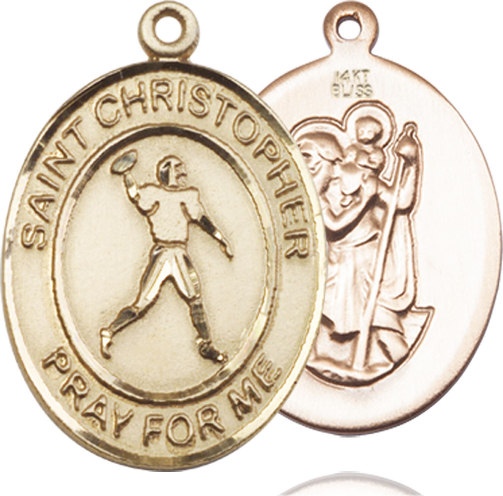 14kt Gold Saint Christopher Football Medal