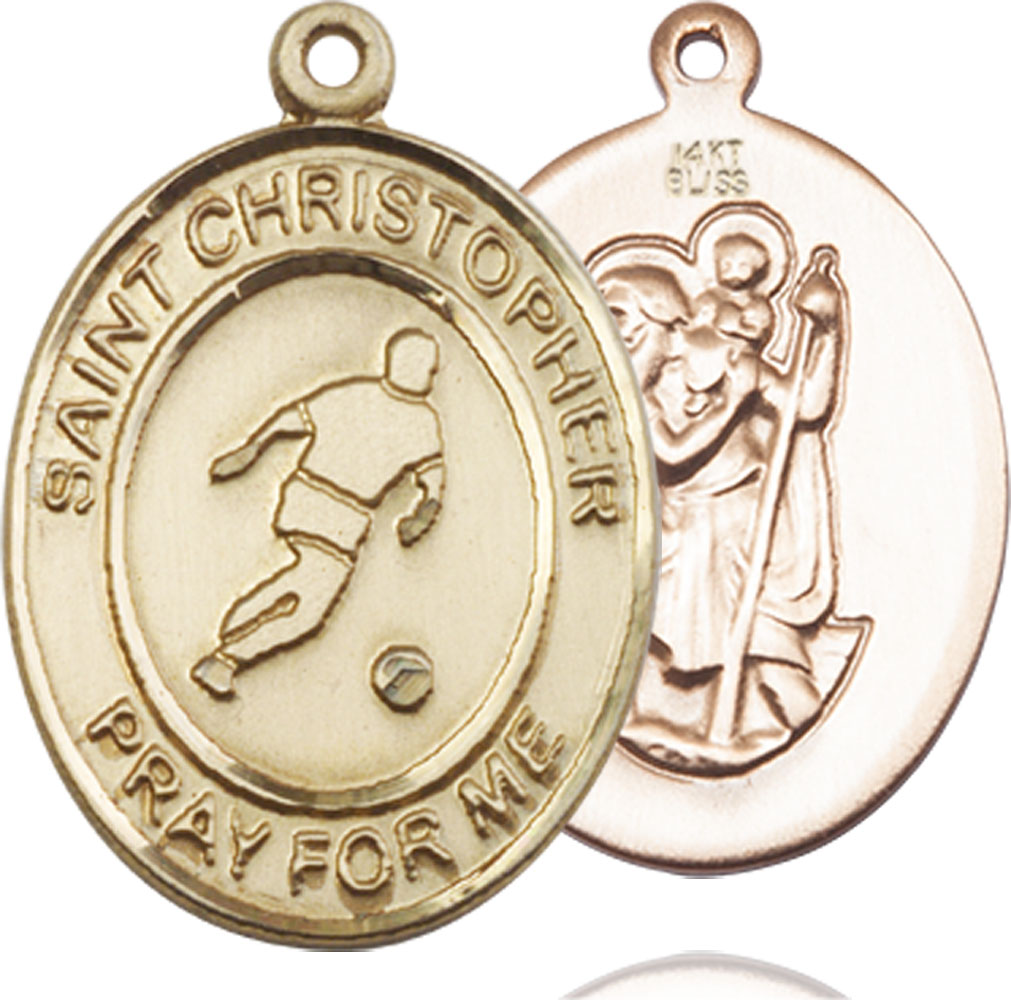 14kt Gold Saint Christopher Soccer Medal