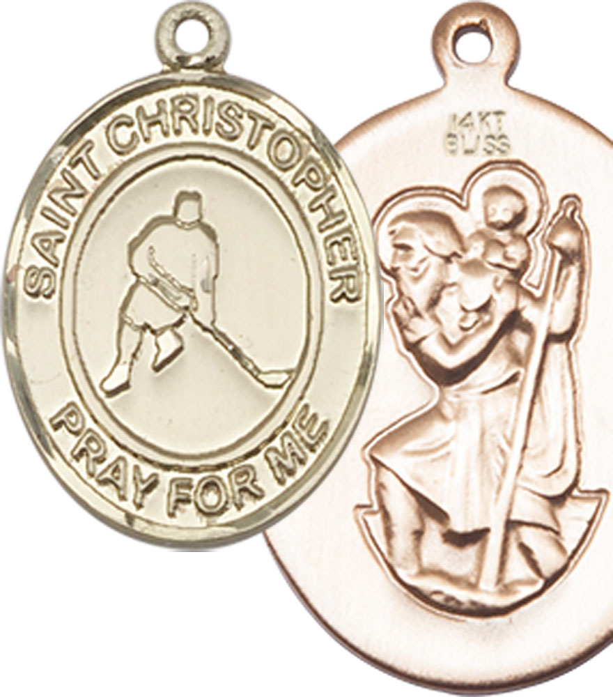 14kt Gold Saint Christopher Ice Hockey Medal